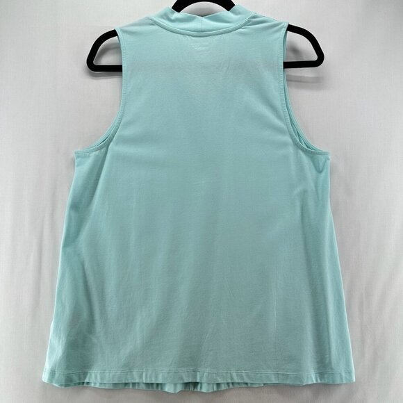 Lands' End Tank Top Womens M V-Neck Pleated Pullover Lightweight Stretchy Green - Picture 2 of 10